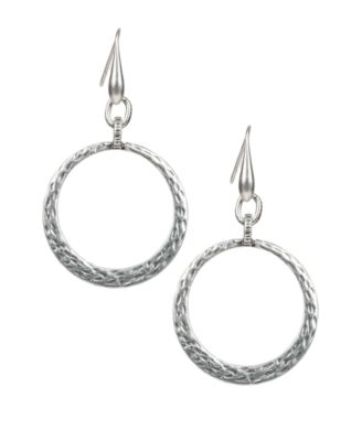 Patricia Nash - Silver-Tone Hammered Drop Hoop Earrings