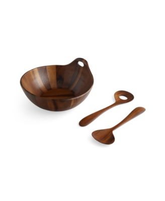 Portables Wood Salad Bowl with Servers 3 Piece Set image