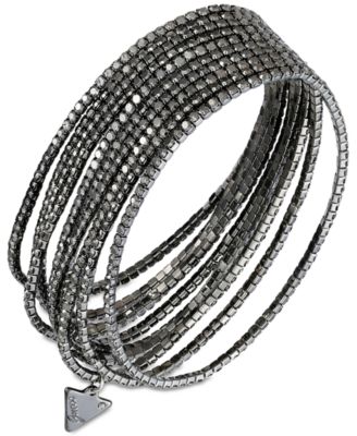 GUESS - Hematite-Tone 10-Pc. Set Crystal Stretch Bracelets