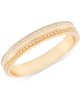 GUESS - Gold-Tone So Fresh Crystal Hinged Bangle Bracelet