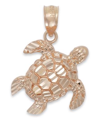 Macy's - Diamond-Cut Turtle Charm in 14k Rose Gold