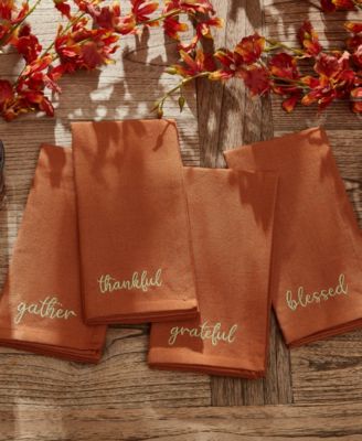 Harvest Sentiment Embroidered Napkins, Set of 4, 17" x 17" image