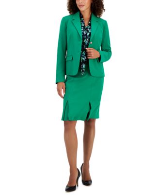 Kasper - Women's Two-Button Jacket, Printed Tie-Front Blouse & Skirt