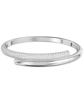 Swarovski - Rhodium-Plated Pav&eacute; Crossover Bangle Bracelet