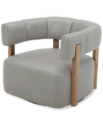 CLOSEOUT! Orsha 32" Leather Accent Swivel Chair, Created for Macy's image