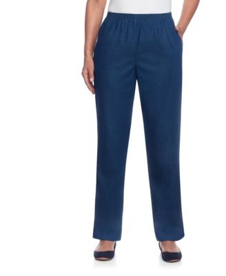 Alfred Dunner - Petite Wide-Leg Pull-On Denim Pants, Black Wash