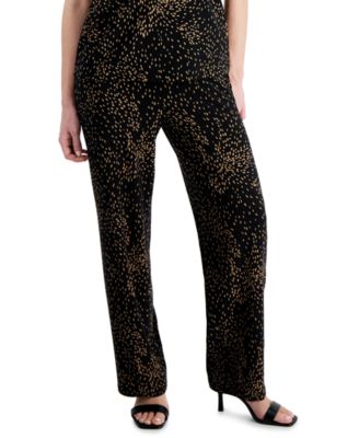 Anne Klein Essentials - Petite Printed Wide-Leg Pull-On Knit Pants