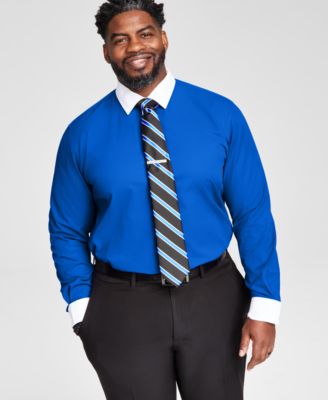 Men's Slim-Fit White Trim Solid Dress Shirt image