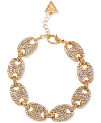 GUESS - Gold-Tone Pav&eacute; Link Statement Flex Bracelet