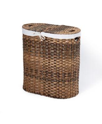 Seville Classics - Handwoven Oval Double Laundry Hamper