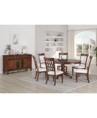 Macy's - Daria 7 Pc. Dining Set (Round Table & 6 Upholstered Side Chairs)