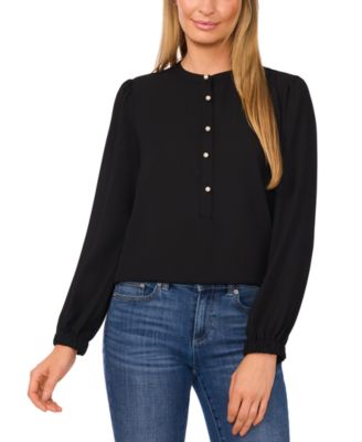 CeCe - Women's Faux-Pearl-Button Blouse