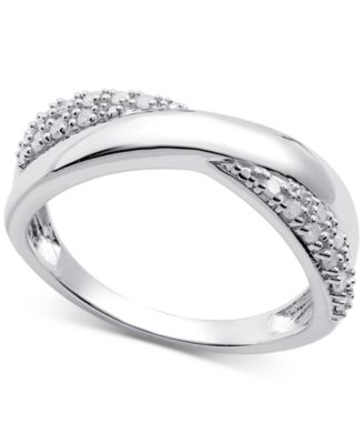 Macy's - Diamond Pav&eacute; Crossover Ring (1/6 ct. t.w.) in Sterling Silver