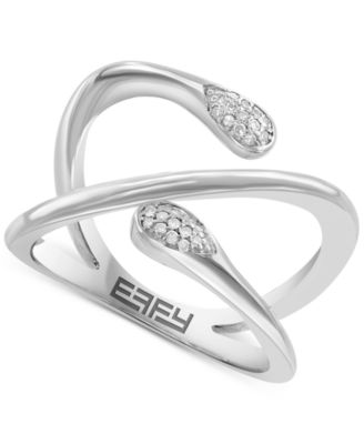 EFFY Collection - Diamond Pav&eacute; Abstract Statement Ring (1/10 ct. t.w.) in Sterling Silver