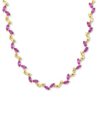 Macy's - Lab-Created Pink Sapphire & Polished Marquise 17" Collar Necklace (20 ct. t.w.)