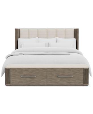 Macy's - Upholstered-Headboard Queen Storage Bed