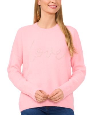 CeCe - Women's Love-Graphic Crewneck Long-Sleeve Sweater