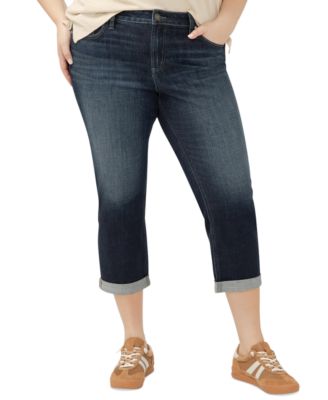 Silver Jeans Co. - Plus Size Elyse Rolled-Cuff Cropped Denim Jeans