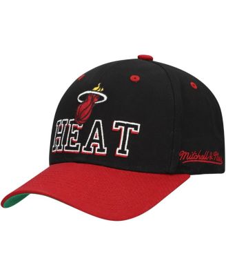 Mitchell & Ness - Men's Black/Red Miami Heat Backside Script Two-Tone Pro Crown Adjustable Hat