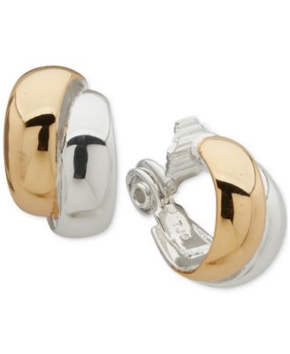 Anne Klein - Two-Tone Two-Row Button Clip Earrings