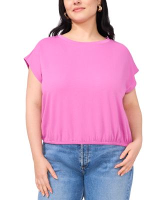 Vince Camuto - Plus Size Elastic-Hem Cap-Sleeve Top