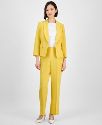 Le Suit - Women's Shawl-Collar One-Button Jacket & Pull-On Straight-Leg Pants