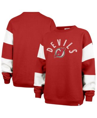 '47 Brand - Women's  Red New Jersey Devils Eephus Barred Pullover Sweatshirt