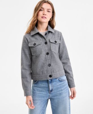 Steve Madden - Juniors' Collared Button-Front Jacket