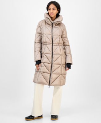 BCBG - Women's Quilted Thumbhole-Cuff Puffer Coat