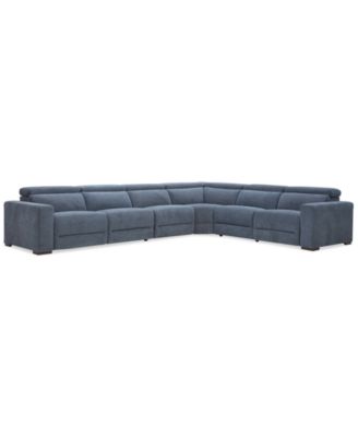Furniture - Nevio 6-Pc. Fabric Power Headrest Sectional with 2 Power Motion Chairs