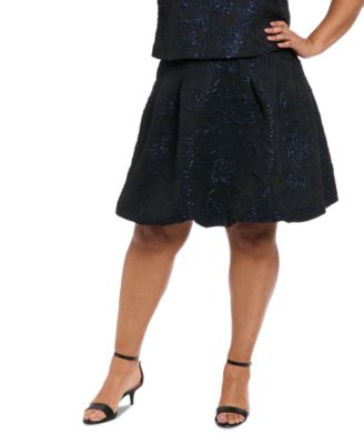 Muse - Plus Size Floral Jacquard Bubble Skirt