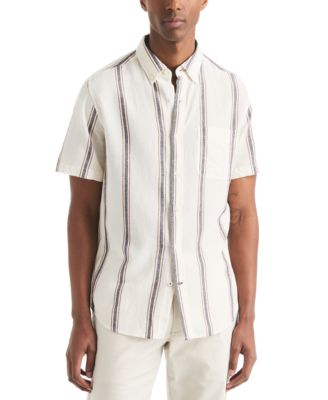 Nautica - Men's Short Sleeve Striped Button-Down Shirt