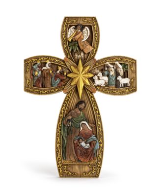 12.25" African American Ornate Cross with Holy Family image