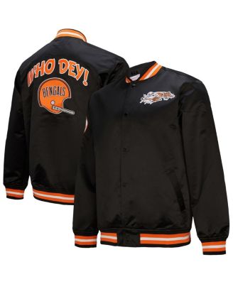 Mitchell & Ness - Men's Black Cincinnati Bengals Double Down Satin Full-Snap Jacket