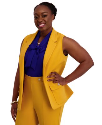 Kasper - Notched Collar Open-Front Vest