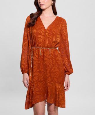 GUESS - Women's Deztiny Printed Chiffon Fit & Flare Dress