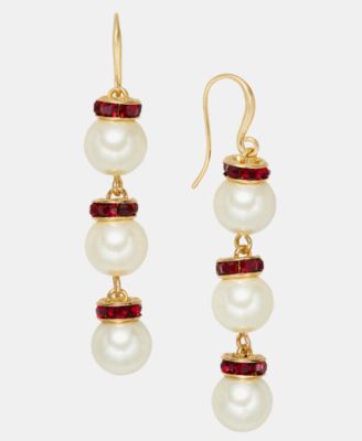 Charter Club - Stone & Imitation Pearl Linear Drop Earrings