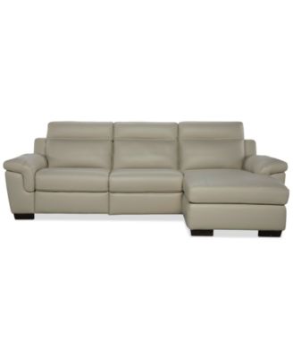 Julius II 3-Pc. Leather Chaise Sectional with 2 Power Recliners, Macy's Exclusive image