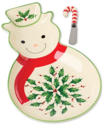 Lenox - Holiday Porcelain Snowman Tray with Spreader