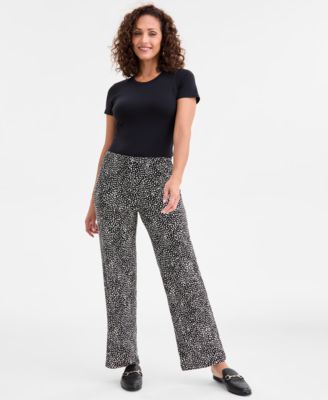 JM Collection - Women's Mara Speckle Wide-Leg Pull-On Pants