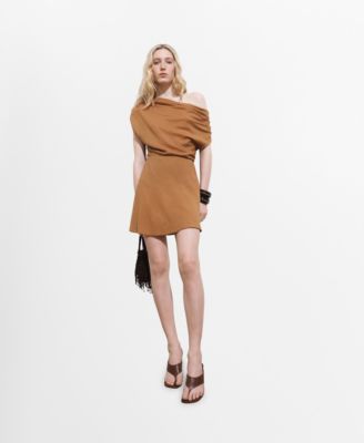 MANGO - Women's Asymmetric Draped Gown