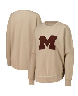 Pressbox - Women's Tan Michigan Wolverines Poncho Fleece Pullover Sweatshirt