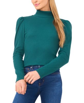 CeCe - Women's Puff-Shoulder Long-Sleeve Turtleneck Top