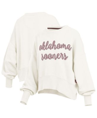 Pressbox - Women's Cream Oklahoma Sooners Chelsea Oversized Pullover Sweatshirt
