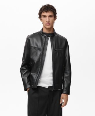 MANGO - Men's Zip-Up Leather-Effect Jacket