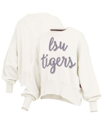 Pressbox - Women's Cream LSU Tigers Chelsea Oversized Pullover Sweatshirt