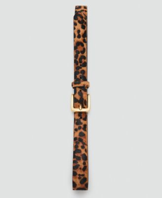 MANGO - Women's Animal Print Leather Belt