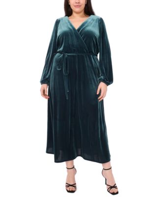 MSK - Plus Size Velvet Fit & Flare Maxi Dress