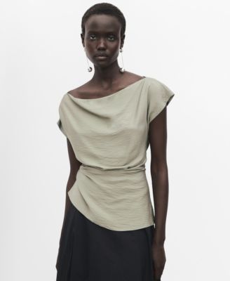 MANGO - Women's Asymmetrical Collar Modal Blouse