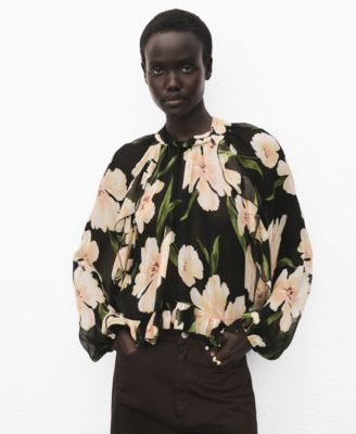 MANGO - Women's Semi-Transparent Floral Blouse